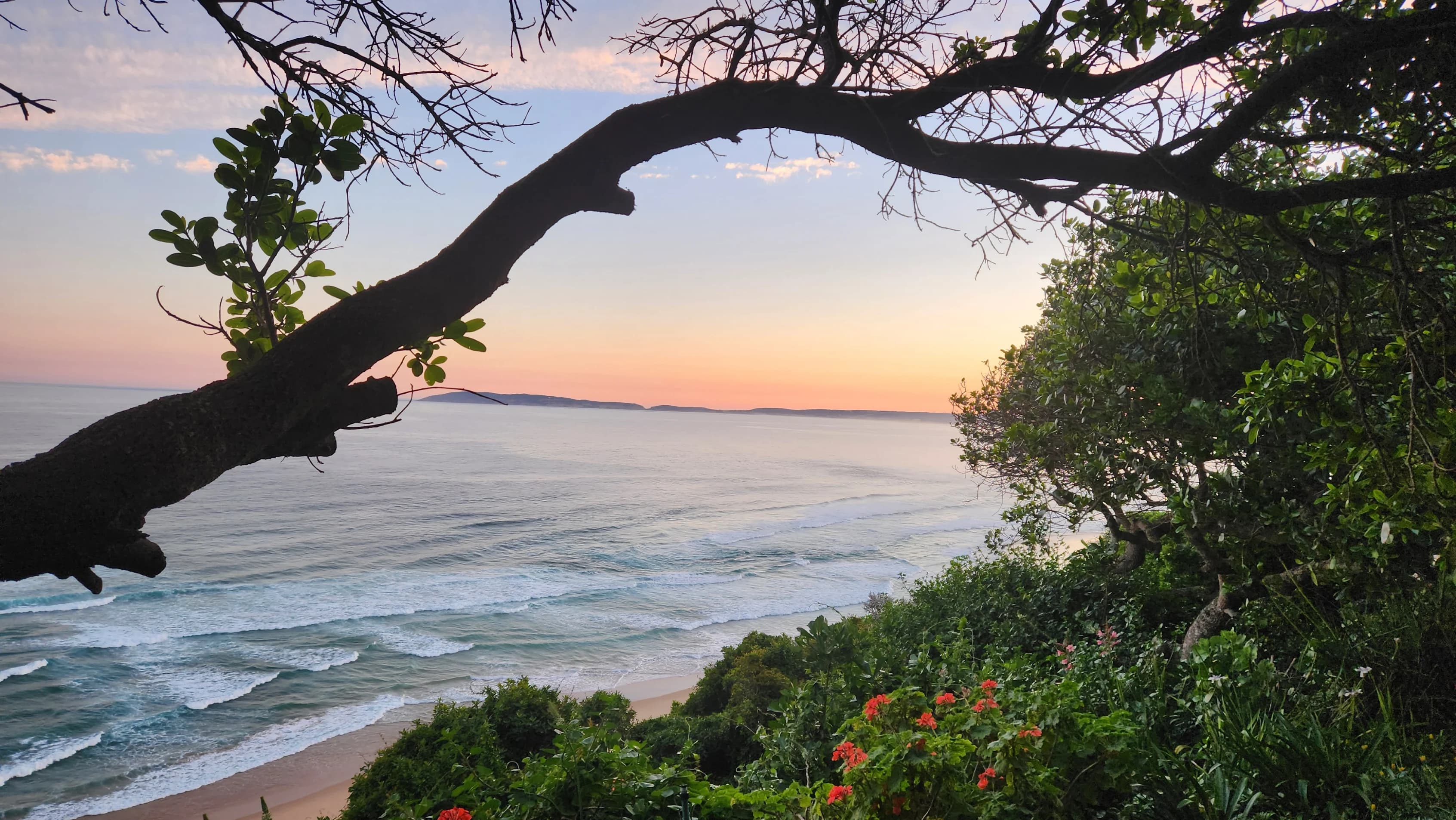 Wide sandy beach along the Keurboomstrand coastline
