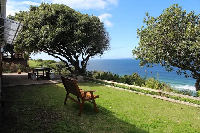 Sea-view garden with braai and shaded seating, Gulls' Way